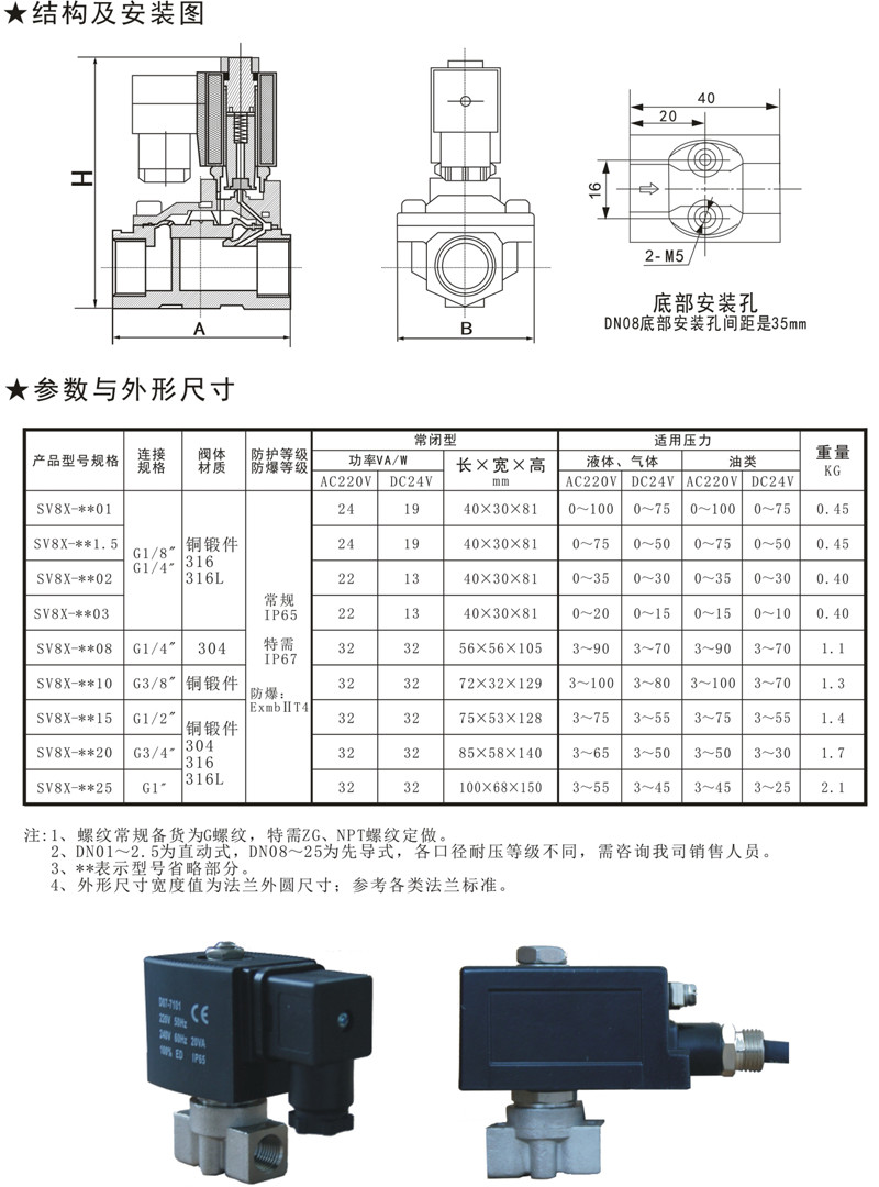 SV8X直（zhí）動活塞式高壓電磁閥