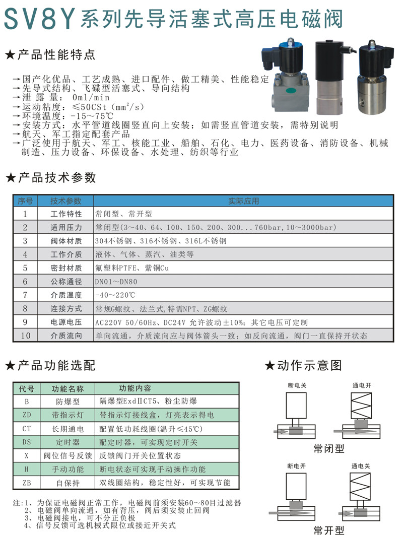 SV8Y先導活塞式（shì）高壓電（diàn）磁閥